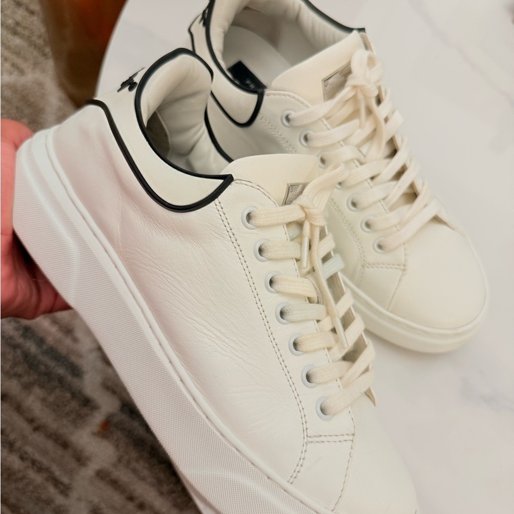 Philipp Plein Off-White Leather Low-Top Sneakers with Black Heel Accent